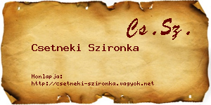 Csetneki Szironka névjegykártya